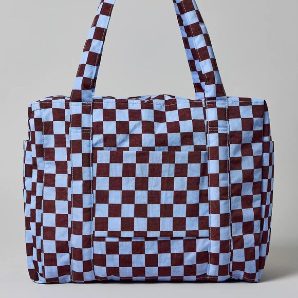 NWT Baggu Small Cloud Carry-on - Brown Blue Check - Picture 3 of 5
